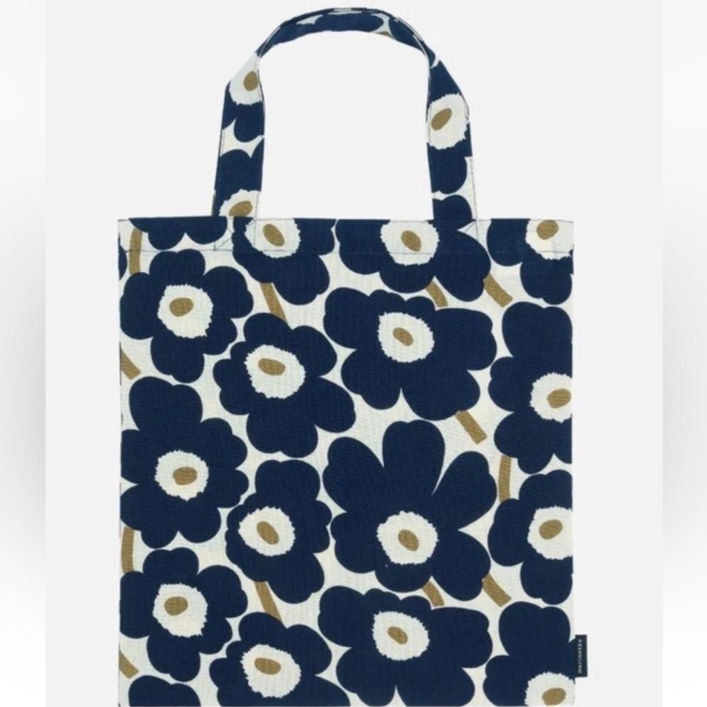 Marimekko Unikko Fabric Bag Japan Limited Edition - Dark Blue x Gold